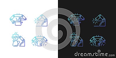 Automated mechanical devices gradient icons set for dark and light mode Vector Illustration