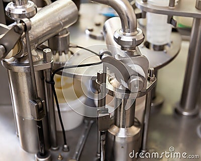 Automated milking line on modern dairy farm Stock Photo