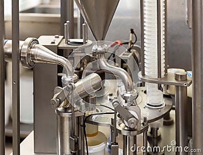 Automated milking line on modern dairy farm Stock Photo