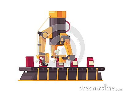 Automated Packing Machine Cartoon Illustration
