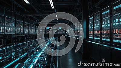 An automated production line powered by AI and machine learning Stock Photo