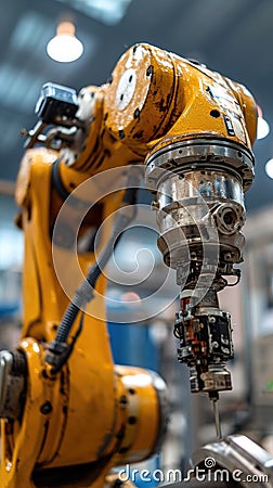 automated robot arm on production line in industial factory Stock Photo