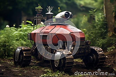 Automated Robot farm machine. Generate Ai Stock Photo