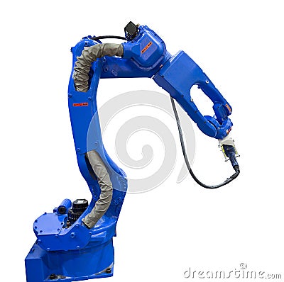 Automated robotic arm with 3D scanner in automotive industry Stock Photo