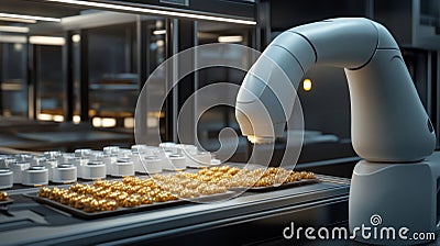 Automated robotic arm performing precision assembly in a modern factory setting Stock Photo