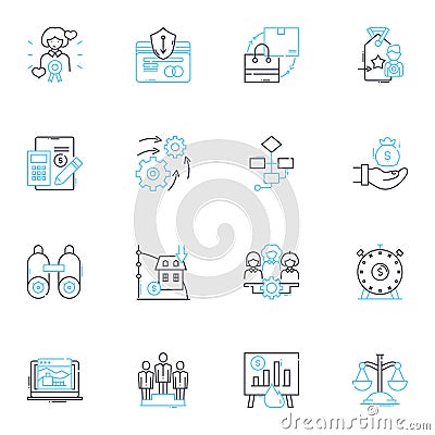 Automated robots linear icons set. Robotics, Automation, Mechanization, Artificial intelligence, Programming, Machine Vector Illustration