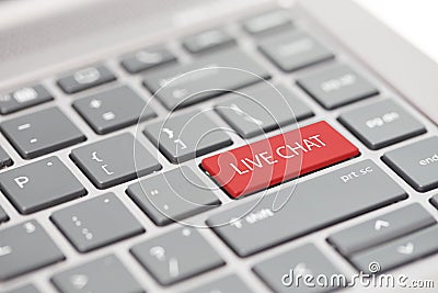 Automated smart chat bot messenger assistant to business support calls concept shown on close up enter key on notebook keyboard Stock Photo