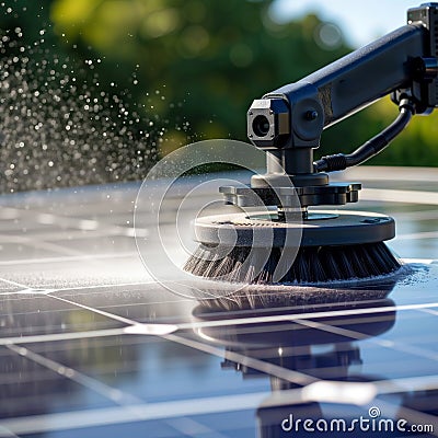Automated Solar Cleaning: Ensuring Optimal Efficiency, generative ai Stock Photo