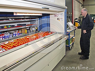 Automated storage cabinet Stock Photo