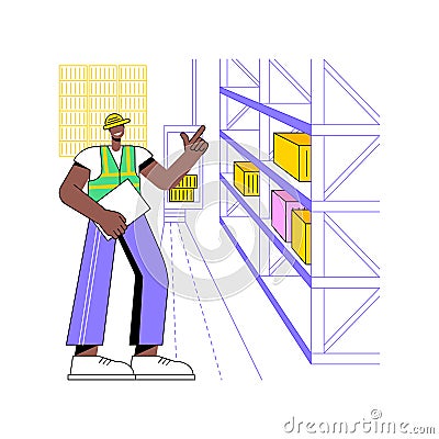Automated storage and retrieval system isolated cartoon vector illustrations. Vector Illustration