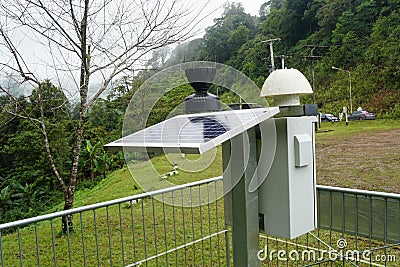 Automated Telemetry Station that uses solar energy from solar panels. Stock Photo