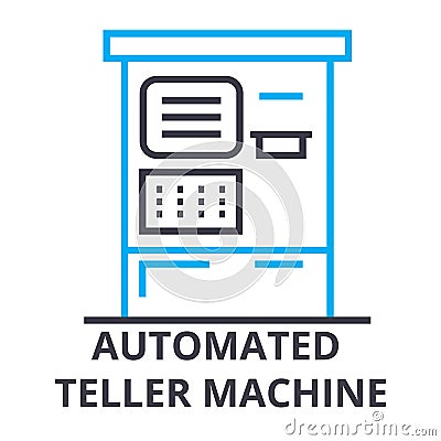 Automated teller machine thin line icon, sign, symbol, illustation, linear concept, vector Vector Illustration