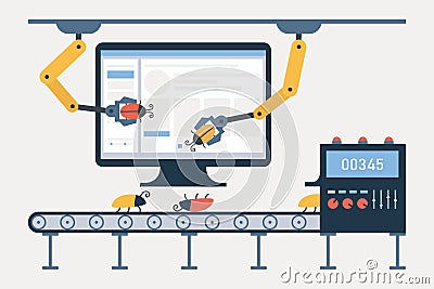 Automated testing, automotive executed test, software auto tester concept. Vector illustration Vector Illustration