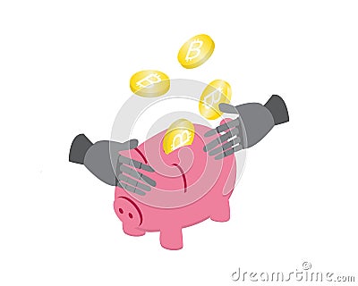 Automated trading or bot trading for crypto coin system to use robot or ai for investment Vector Illustration