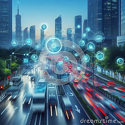 Automated Traffic Signal Optimization System Adjusts traffic sig Stock Photo