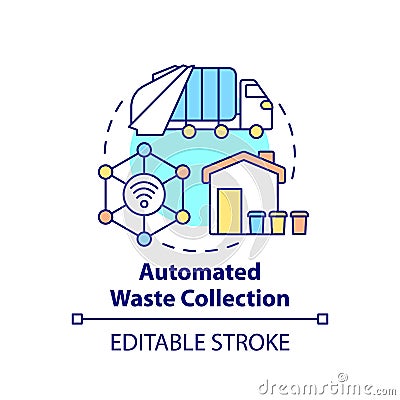 Automated waste collection concept icon Cartoon Illustration