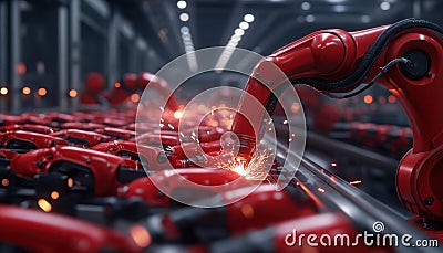 Automated Welding Robots Precision, Efficiency, and Flawless Joints in Metal Structures, The Future of Metalwork Stock Photo