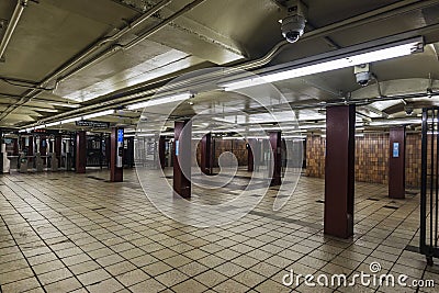 Automatic access control ticket barriers in subway station Stock Photo