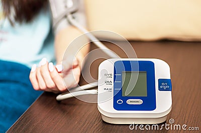 automatic blood pressure monitor Stock Photo