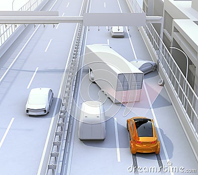 Automatic braking system avoid car crash from car accident Stock Photo