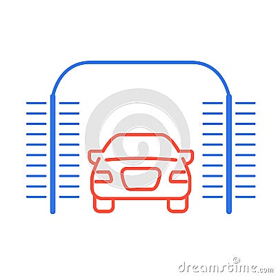 Automatic carwash icon - car-wash with cylindrical brushes Vector Illustration