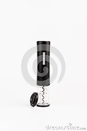 Automatic corkscrew for opening bottle caps. Electric Wine Bottle Opener Stock Photo