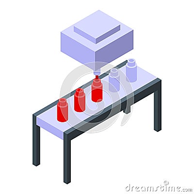 Automatic 3d printer creating objects from plastic filament on conveyor belt Vector Illustration