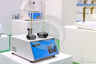 Automatic density tester machine device of lab for process element check analysis or research for chemical experiment for medical Stock Photo