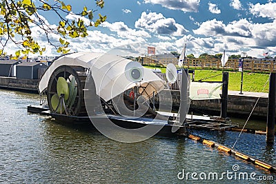 Automatic garbage collector from the surface of the river Editorial Stock Photo