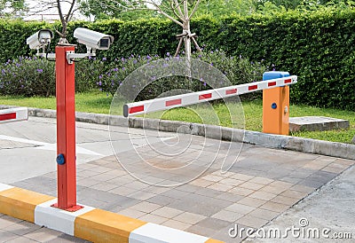 Automatic gate barrier Stock Photo