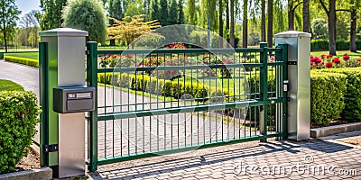 a automatic gate mechanism on the garden plot AI-Generated Content Stock Photo