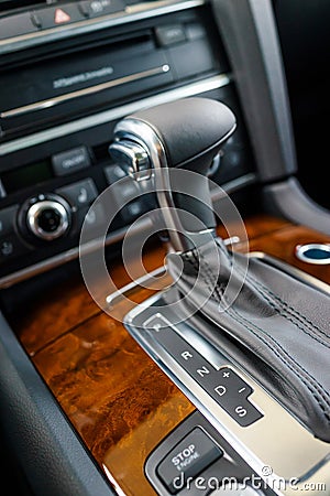 Automatic gear shift handle Stock Photo