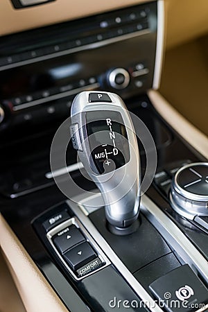 Automatic gear shift handle Stock Photo