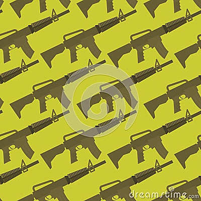 Automatic gun seamless pattern. Military background. Vector Illustration