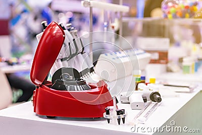 Automatic and high technology mini centrifuge machine for medicine or pharmacy industrial instrument of lab Stock Photo