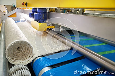 Automatic industrial line for washing and cleaning carpets Stock Photo