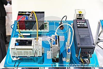 Automatic inverter for electric current -vfd high performance & accuracy communication remote system connect with program Stock Photo