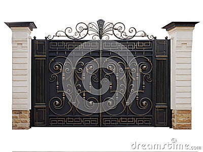 Automatic iron gate. Isolation. Stock Photo