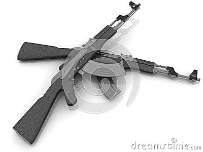 Automatic Kalashnikov guns Cartoon Illustration