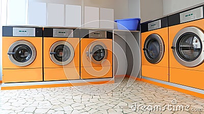 Automatic launderette Stock Photo