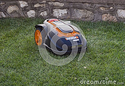 Automatic lawnmower Editorial Stock Photo