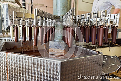 Automatic line for the production of ice cream popsicle Stock Photo