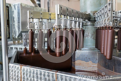 Automatic line for the production of ice cream popsicle Stock Photo