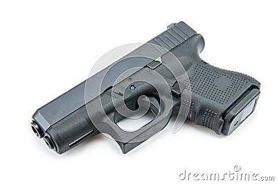 Automatic 9mm. handgun pistol on white background Stock Photo