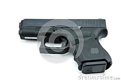 Automatic 9mm. handgun pistol on white background Stock Photo