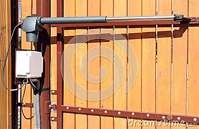 automatic opening/closing a gate Stock Photo