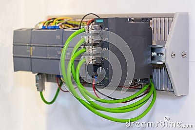 Automatic Programmable Logic Controller PLC high precision equipment for industrial Stock Photo