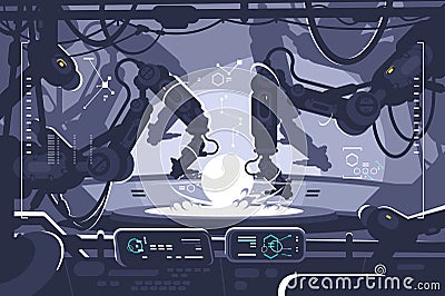 Automatic robot in industrial production Vector Illustration