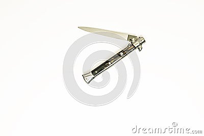 Automatic semi-open knife on white background Stock Photo