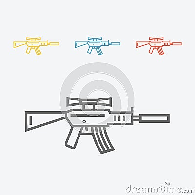 Automatic sniper rifle. Military weapon gun line icon. Vector Illustration